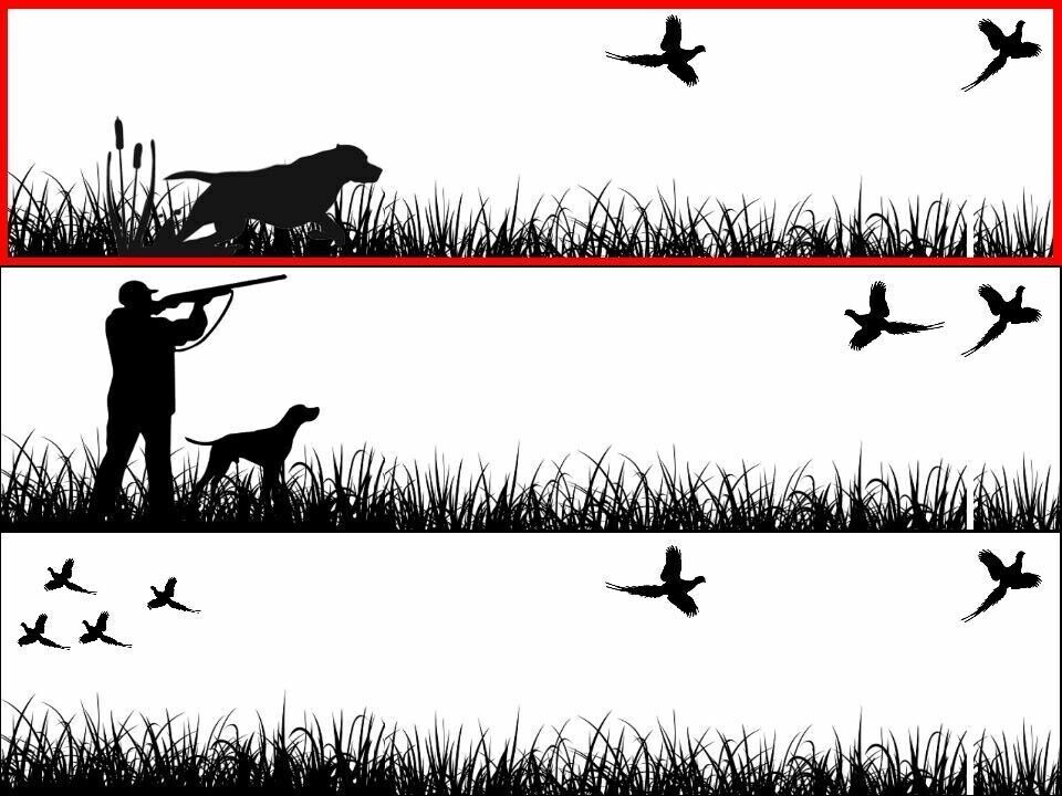 Hunting Shoot Pheasant Retriever Dog Silhouette Ribbon Border Edible Printed Icing Sheet Cake Topper