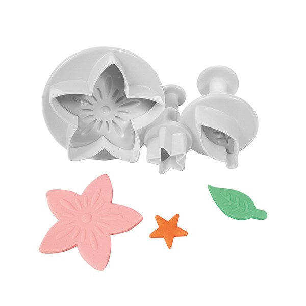 Cake Star Flower Leaf & Star Plunger Cutter - 3 Set - The Cooks Cupboard Ltd