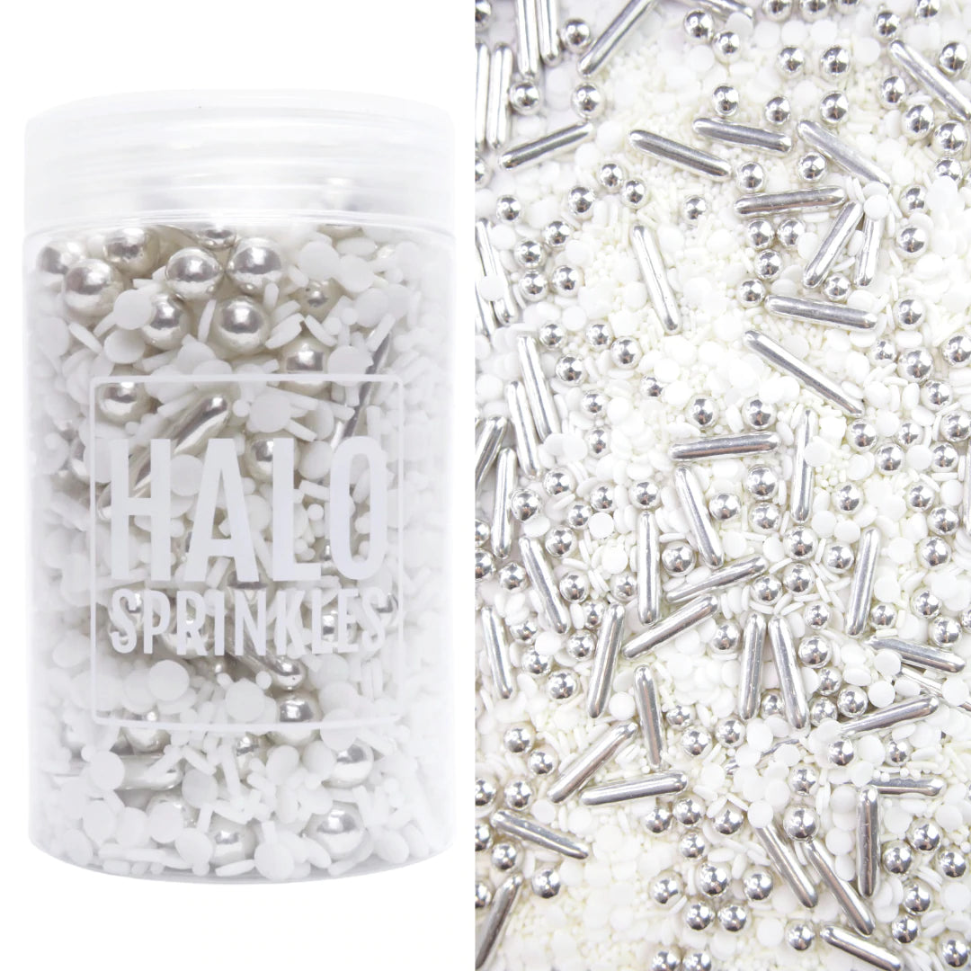 Halo Sprinkles - Luxury Edible Sprinkle Blend - Silver Lining - White & Silver - Kate's Cupboard