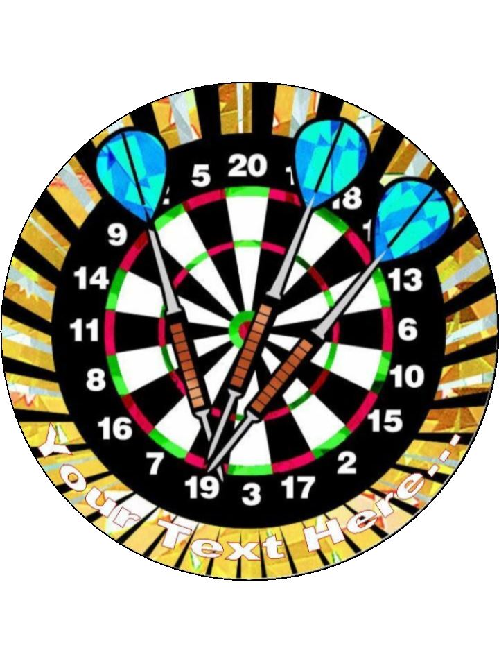 Darts Game Pub Sport Personalised Edible Cake Topper Round Icing Sheet - The Cooks Cupboard Ltd