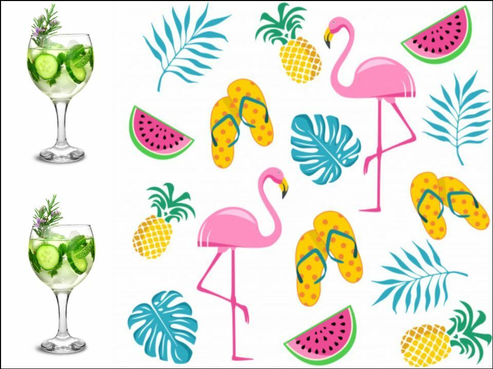 Summer tropical theme glasses flamingo Bird Edible Printed Cake Decor Topper Icing Sheet Toppers Decoration