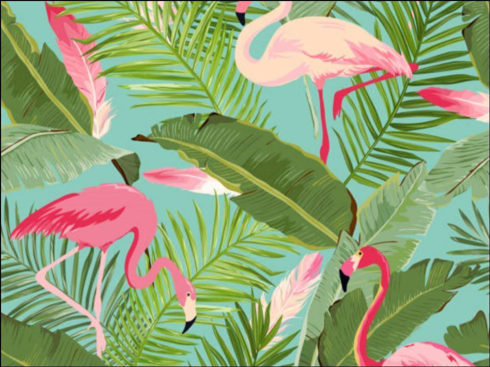 Tropical leaves leaf flamingo Bird Edible Printed Cake Decor Topper Icing Sheet Toppers Decoration