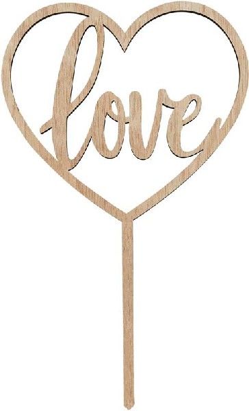 Hootyballoo Wooden Love Word with Heart Cake Topper