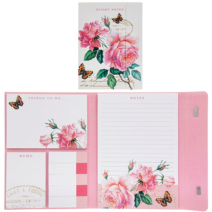 Redoute Rose Sticky Notes, Memos and Things to Do - The Cooks Cupboard Ltd