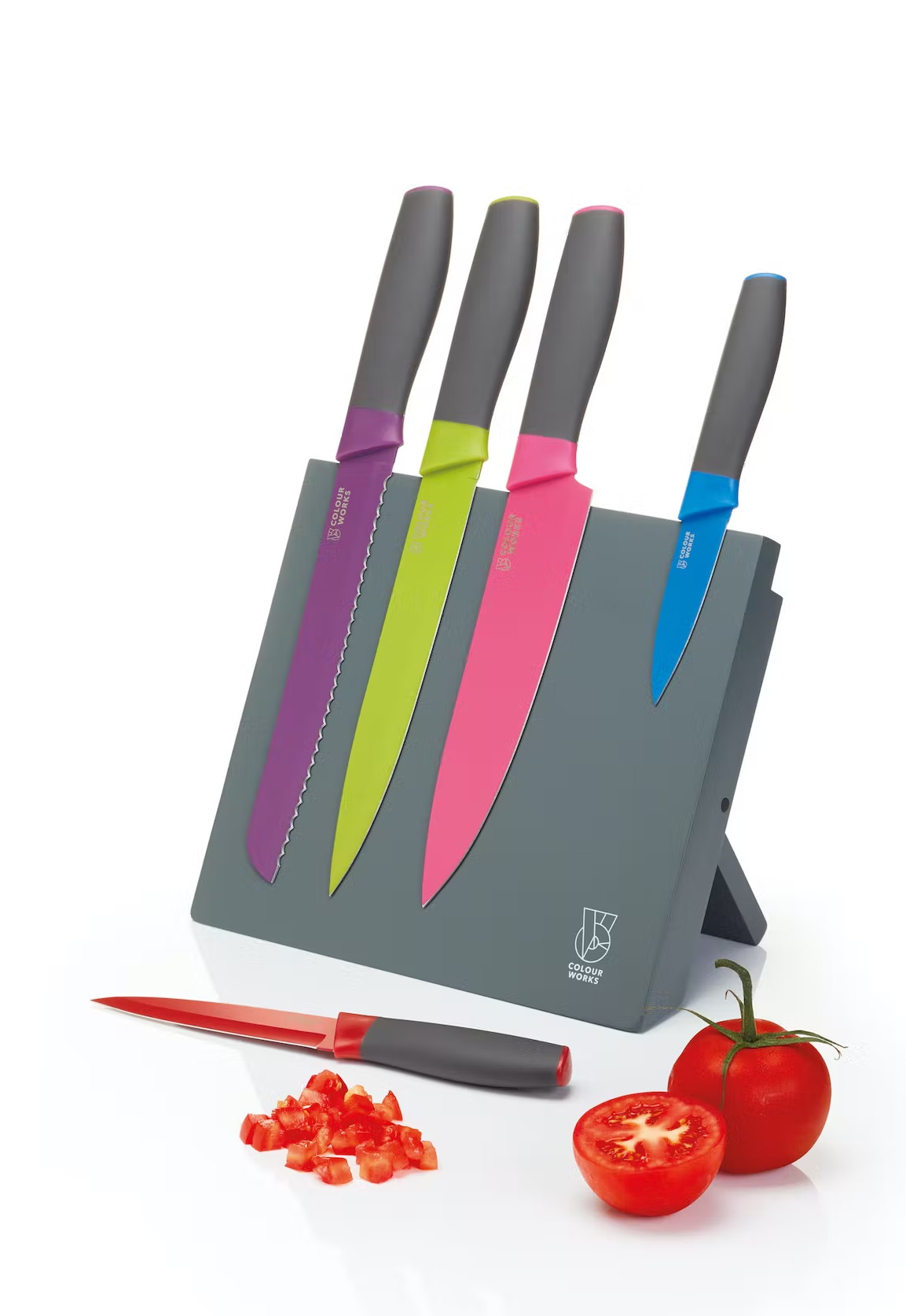 Colourworks Brights Five Piece Knife Set with Magnetic Storage Block