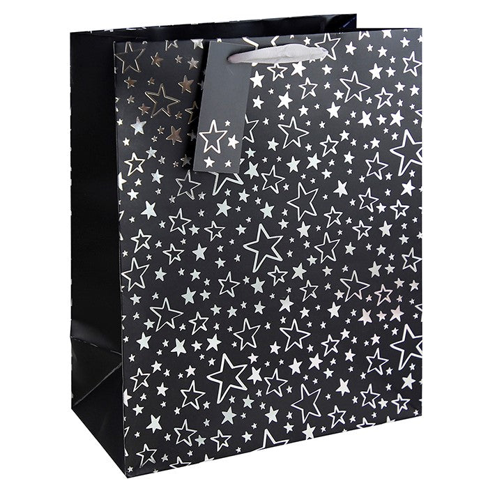 Black with Silver Stars Design Gift Bag