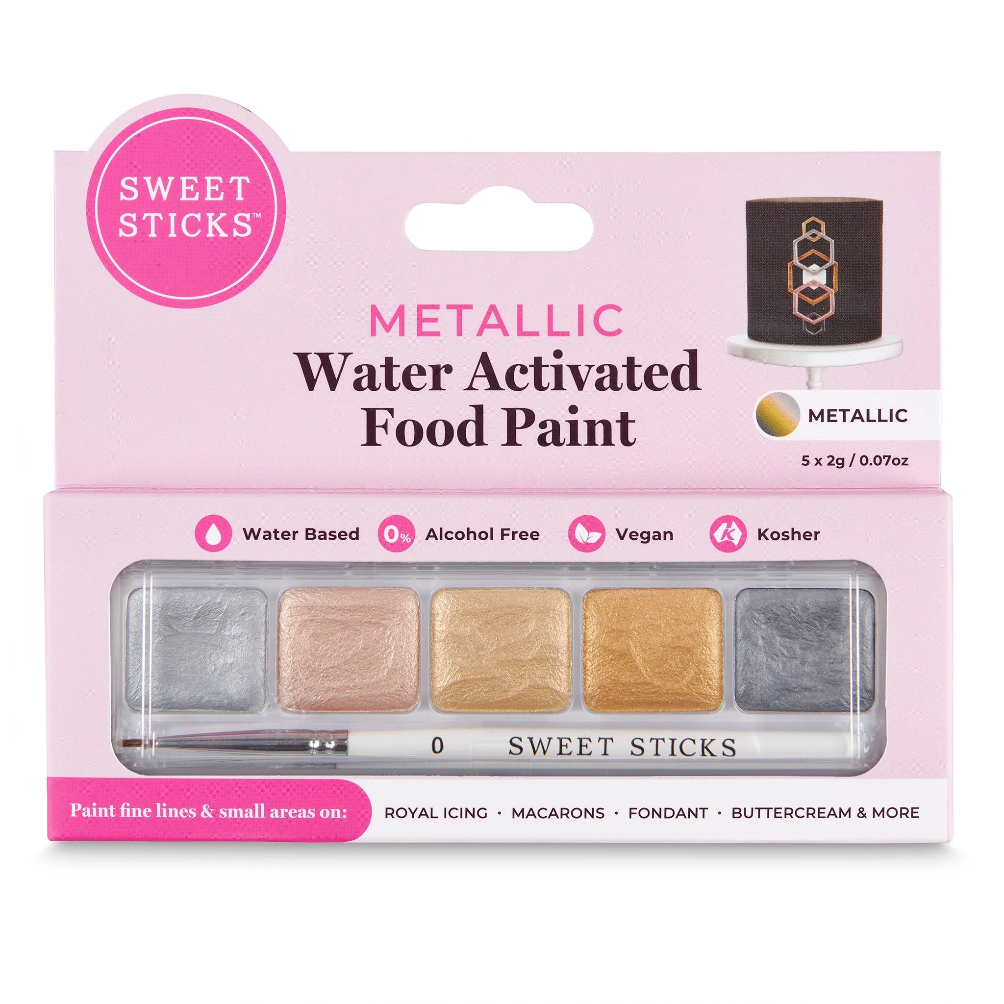 Edible Art 'Metallics' Water Activated Food Paint Palette by Sweet Sticks - Metallic - Kate's Cupboard