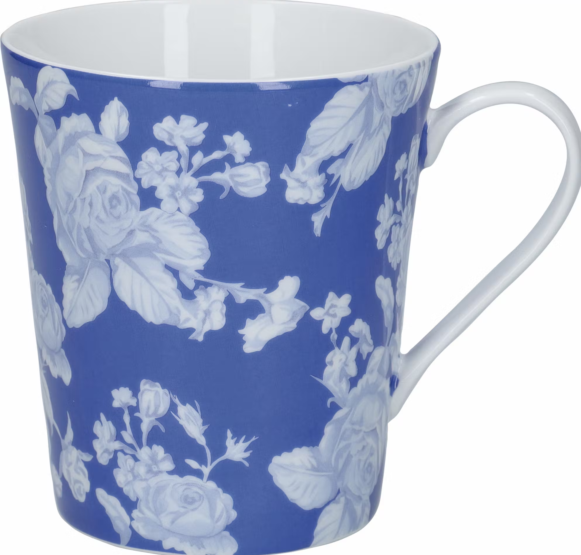 Mikasa Hampton Porcelain 330ml White Flower Blue Conical Mug