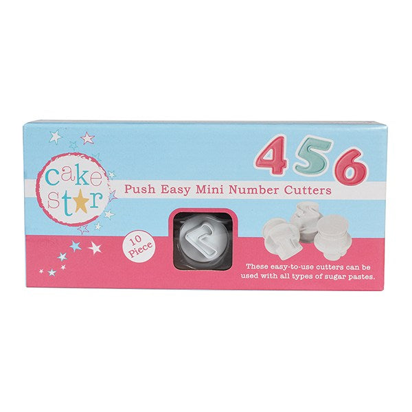 Cake Star Push Easy Cutters - Mini Number plunger cutters- 10 Piece - The Cooks Cupboard Ltd