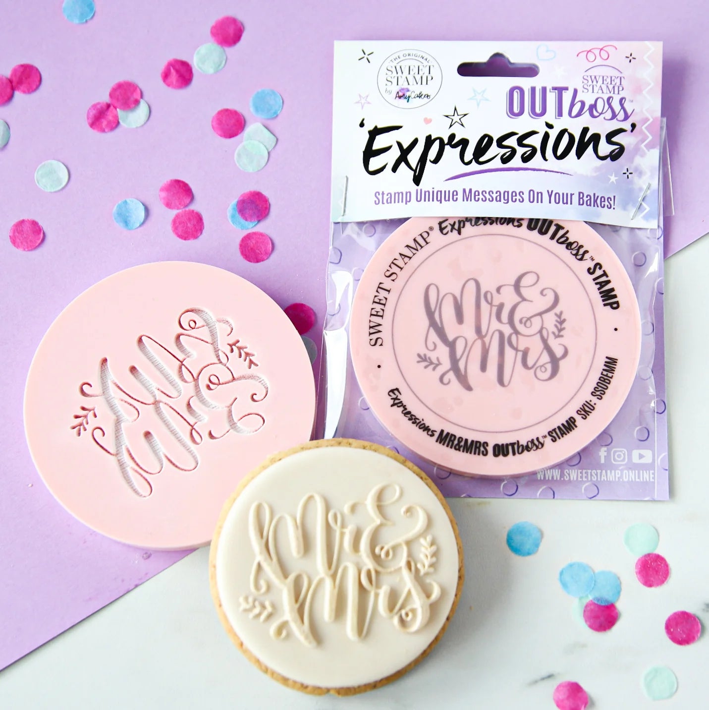 Sweet Stamp OUTboss Outbossing Sugarcraft Stamp - Mr & Mrs