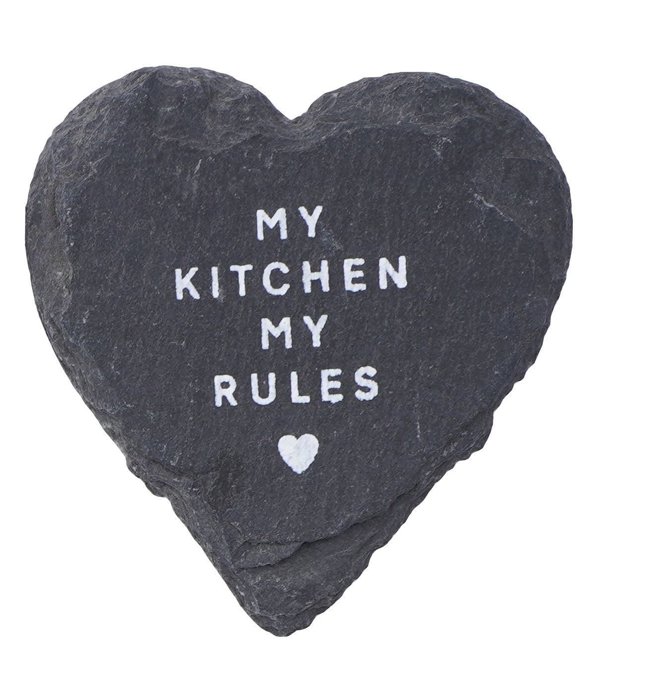 Slate Kitchen Magnet Heart Shape - My Kitchen My Rules - The Cooks Cupboard Ltd