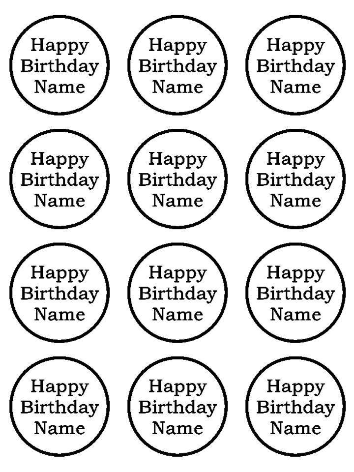 Personalised Happy Birthday Celebration Edible Printed Cupcake Toppers Icing Sheet of 12 Toppers