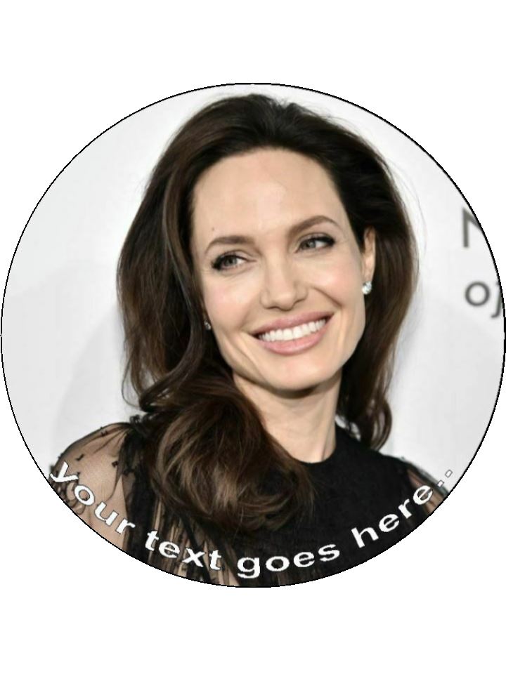 Angelina Jolie actress Personalised Edible Cake Topper Round Icing Sheet - The Cooks Cupboard Ltd