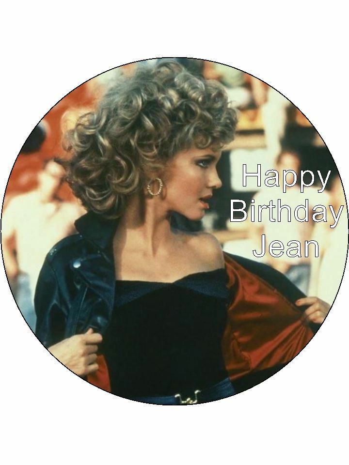 olivia newton-john sandy Grease Personalised Edible Cake Topper Round Icing Sheet - The Cooks Cupboard Ltd