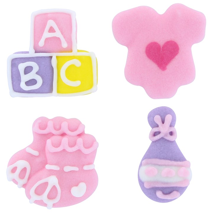 Pink ABC Baby Sugar Decorations Edible Pipings - Kate's Cupboard