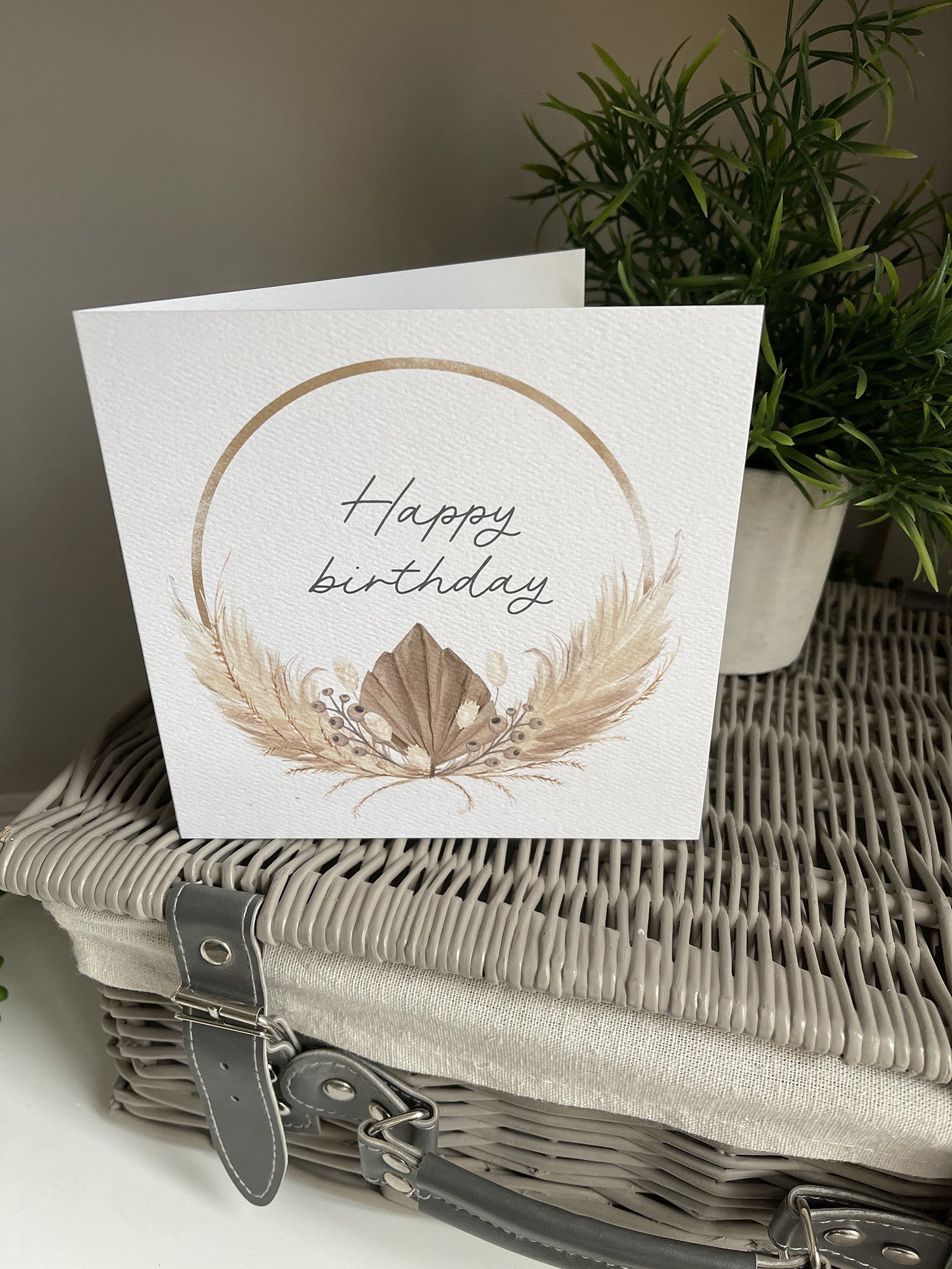Greeting Card with Envelope - Happy Birthday Pampas Design - Kate's Cupboard