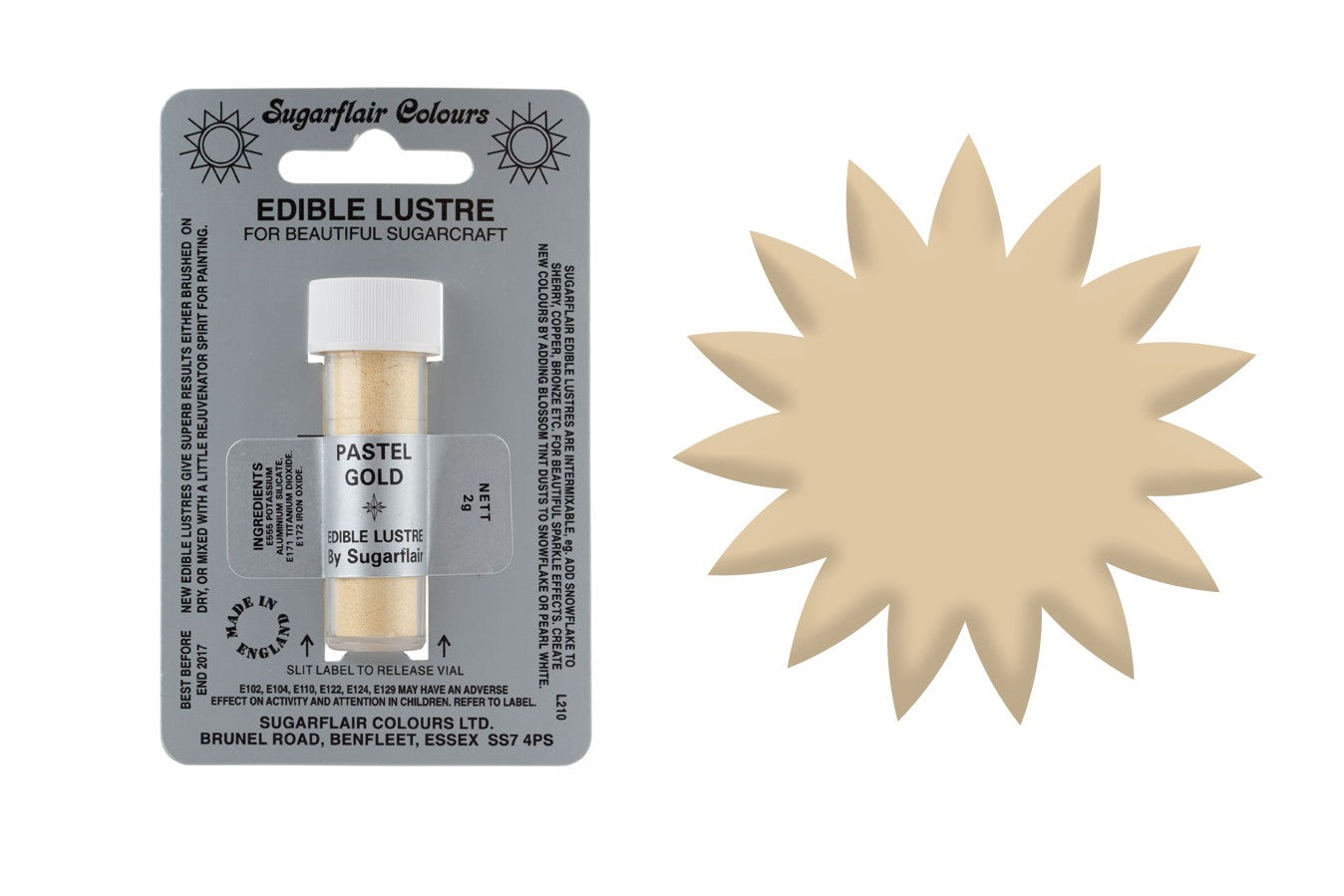 Sugarflair Edible Lustre Dust Pastel Gold - The Cooks Cupboard Ltd