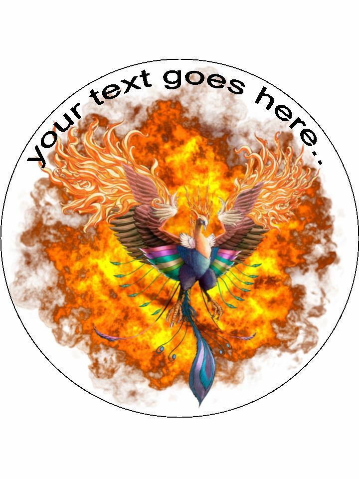 Fire Phoenix Fantasy Personalised Edible Cake Topper Round Icing Sheet - The Cooks Cupboard Ltd