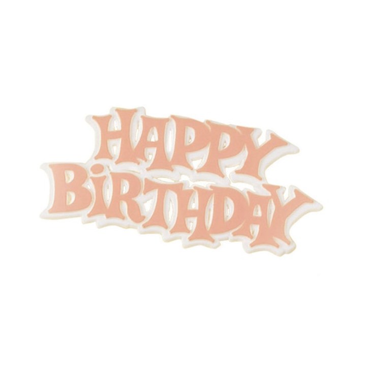 Happy Birthday Pink and White Plastic Cake Decoration Motto - The Cooks Cupboard Ltd