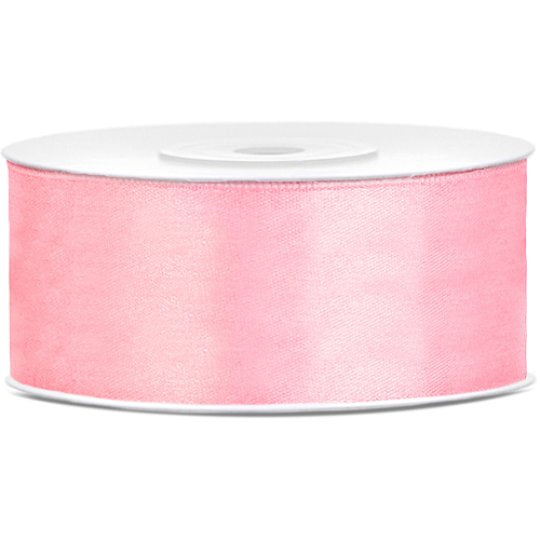 Satin Ribbon - 25mm Width - Light Pink - 25 Metre Roll