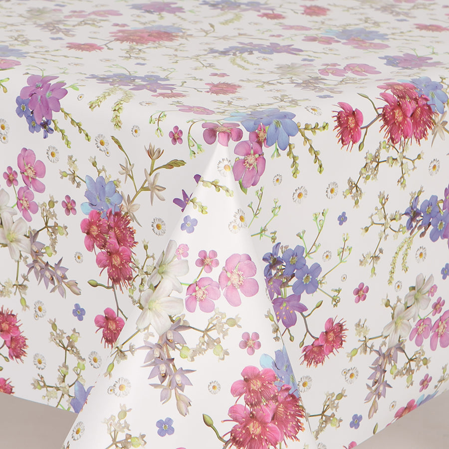 Plum Floral PVC Wipe Clean Vinyl Table Covering / Table Cloth - Kate's Cupboard