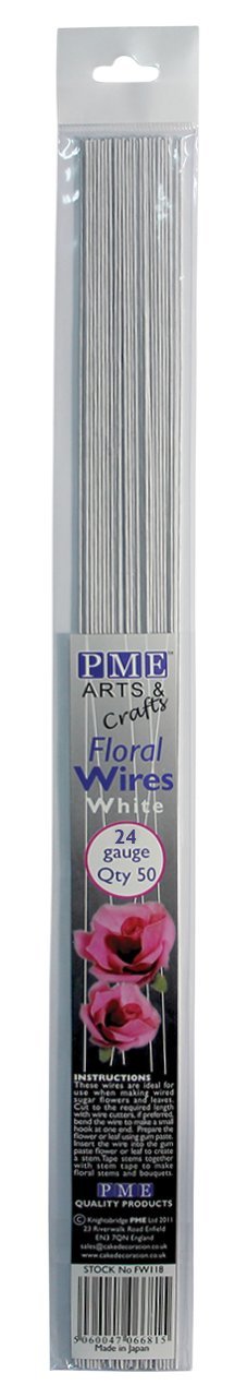 PME White Floral Sugarcraft Wires 24 Gauge - The Cooks Cupboard Ltd