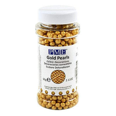 PME Edible Sugar Pearls Sprinkles Gold - The Cooks Cupboard Ltd