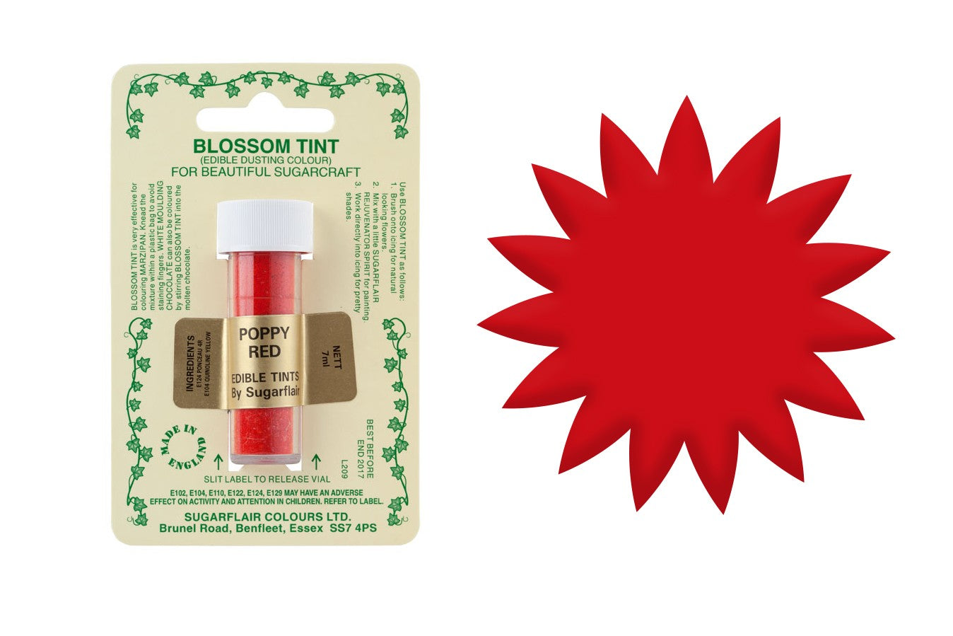 Sugarflair Blossom Tint Poppy Red - The Cooks Cupboard Ltd