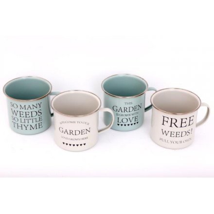 Gardening Theme Mugs - Sage & Grey - Assorted designs - The Cooks Cupboard Ltd