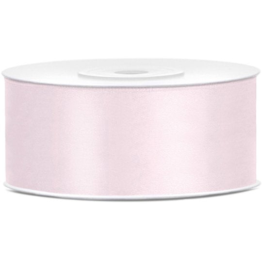 Satin Ribbon - 25mm Width - Light Powder Pink - 25 Metre Roll