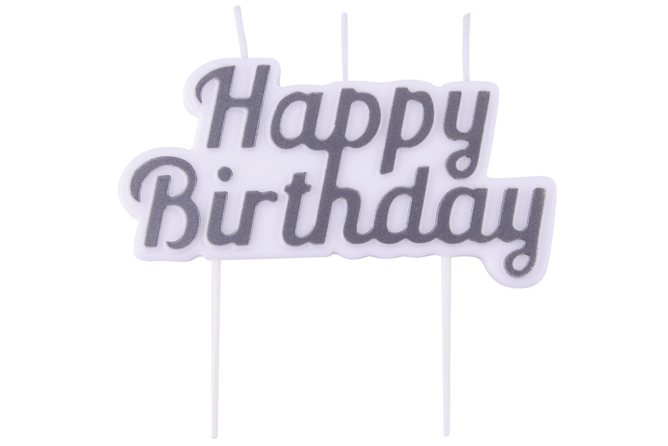 PME Happy Birthday Candle Motto Cake Topper in Silver Grey - Kate's Cupboard
