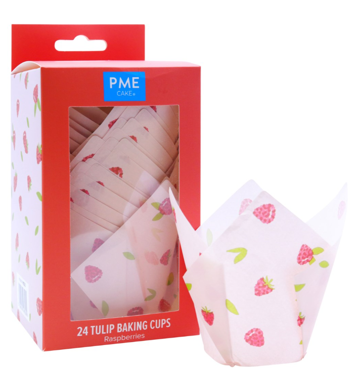 PME Tulip Cupcake / Muffin Baking Cases - Pack of 24 - Raspberry