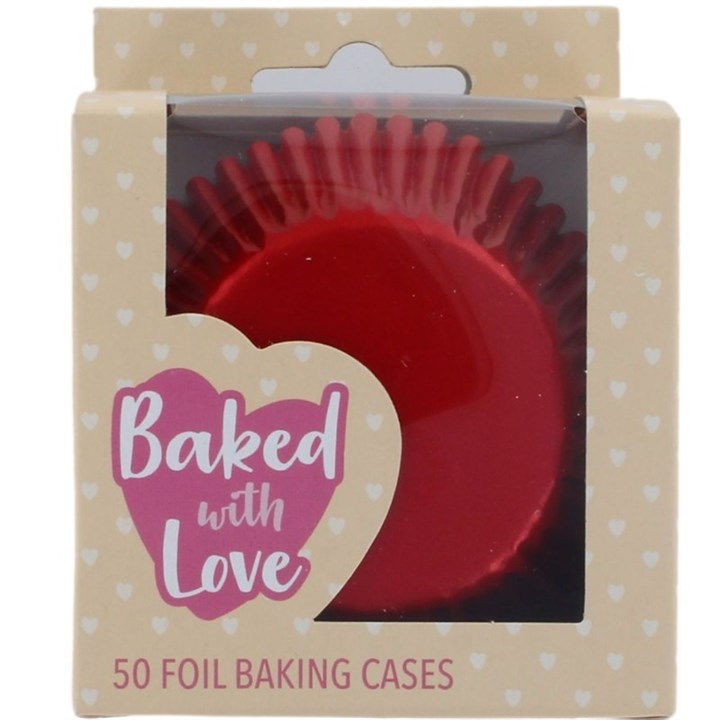 Red Foil Cupcake Baking Cases pack of 50