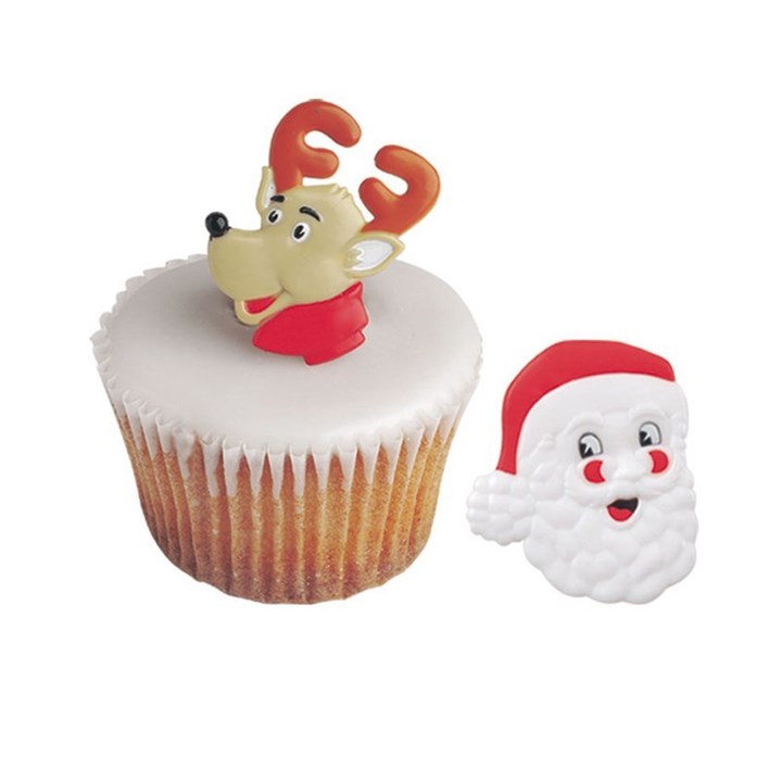 Christmas Ring Ideal Cupcake Decoration - Santa or Reindeer - Sold Singly - Kate's Cupboard