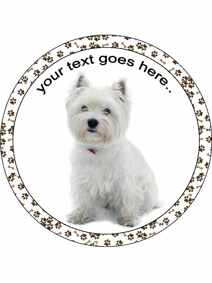 Westie Terrier dog Personalised Edible Cake Topper Round Icing Sheet - The Cooks Cupboard Ltd