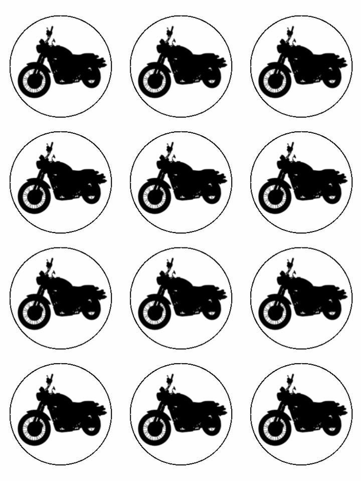 cycle club motorcycle Edible Printed CupCake Toppers Icing Sheet of 12 Toppers - The Cooks Cupboard Ltd