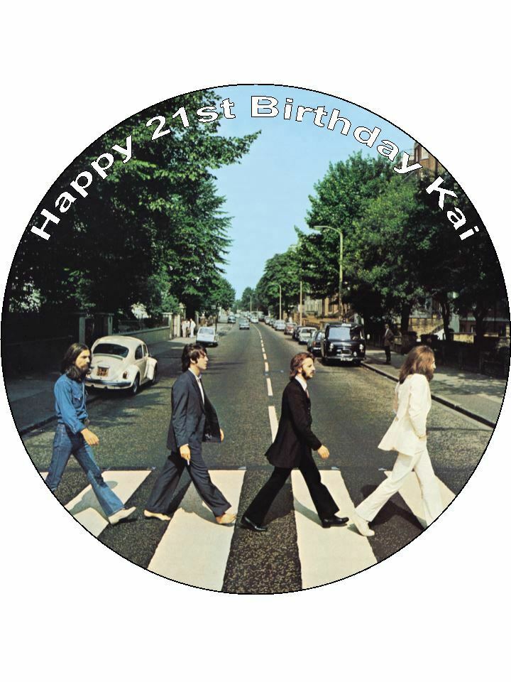 The Beatles Iconic Personalised Edible Cake Topper Round Icing Sheet - The Cooks Cupboard Ltd