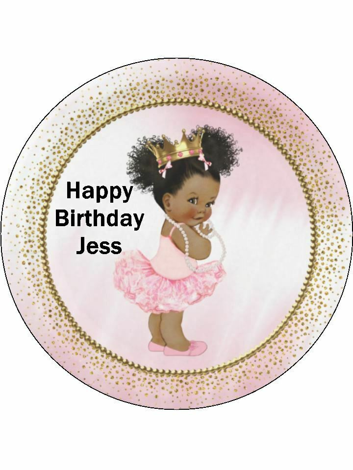 Babygirl puff ball pink girl Personalised Edible Cake Topper Round Icing Sheet - The Cooks Cupboard Ltd