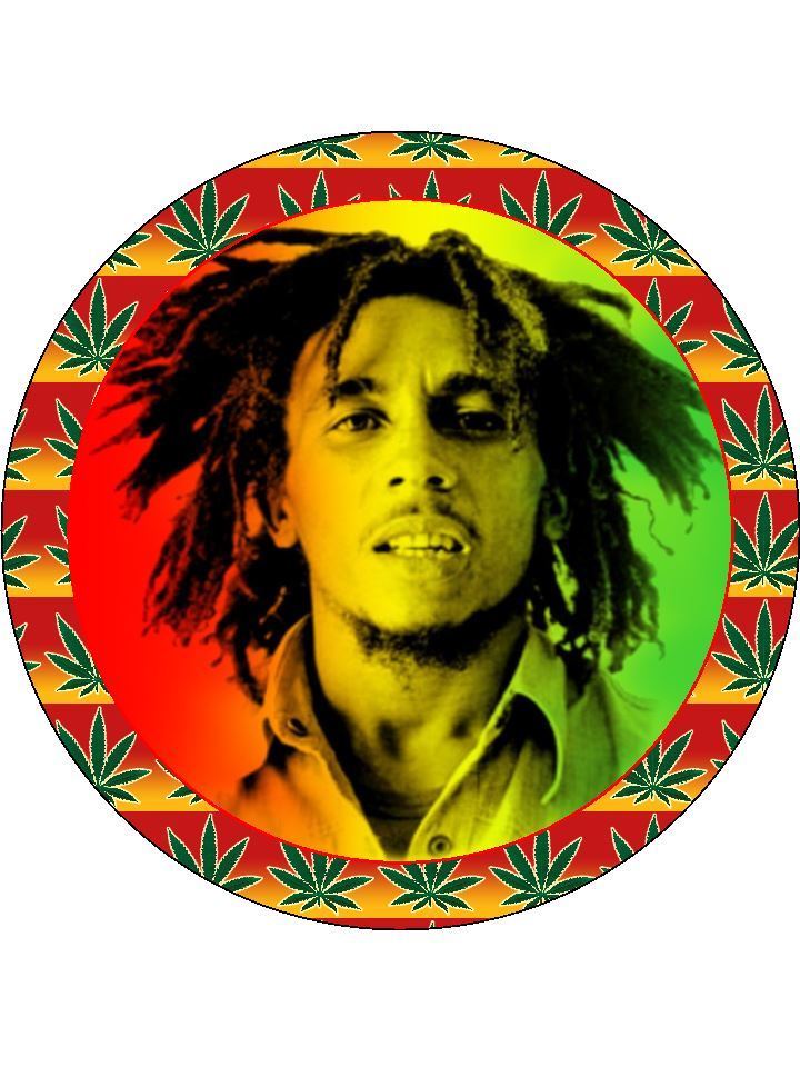 Bob Marley Personalised Edible Cake Topper Round Wafer Card - The Cooks Cupboard Ltd