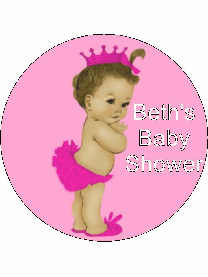 Babyshower baby puff ball Personalised Edible Cake Topper Round Icing Sheet - The Cooks Cupboard Ltd
