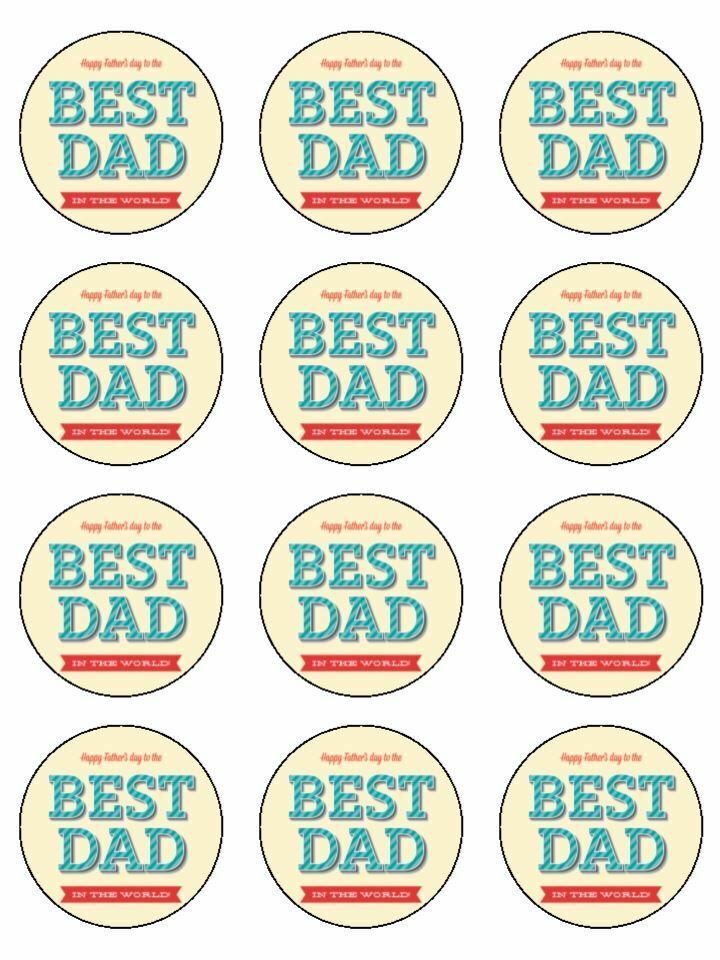 Happy Fathers to the best dad Edible Printed CupCake Toppers Icing Sheet of 12 Toppers - The Cooks Cupboard Ltd