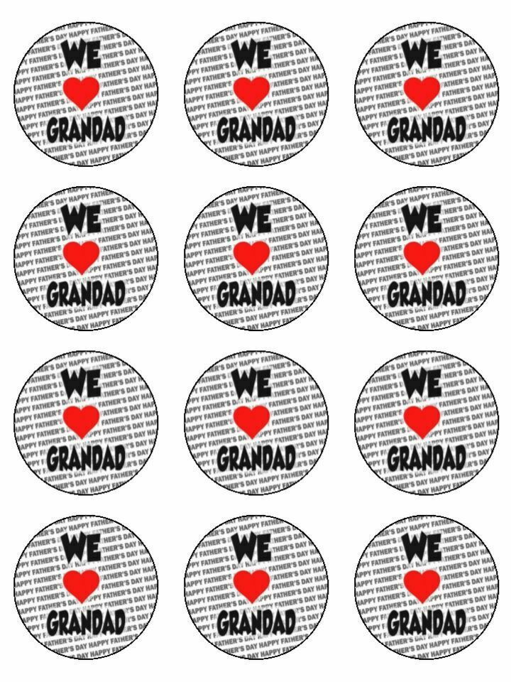 We love Grandad Father's day Edible Printed CupCake Toppers Icing Sheet of 12 Toppers - The Cooks Cupboard Ltd