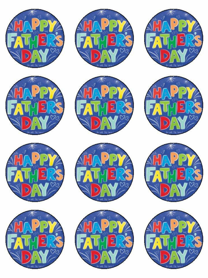 Father's day happy fathers day dad Edible Printed CupCake Toppers Icing Sheet of 12 Toppers - The Cooks Cupboard Ltd