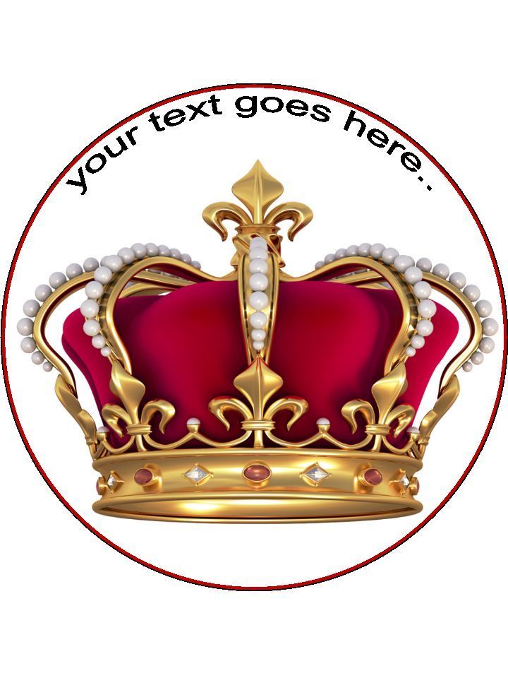 Crown Jewels Royal King Queen Personalised Edible Cake Topper Round Wafer Card - The Cooks Cupboard Ltd