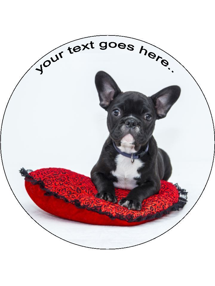 French bulldog frenchie Personalised Edible Cake Topper Round Wafer Card - The Cooks Cupboard Ltd
