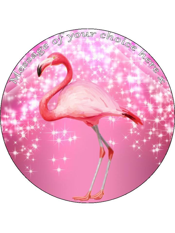 Flamingo Pretty Pink girly Personalised Edible Cake Topper Round Wafer Paper - The Cooks Cupboard Ltd