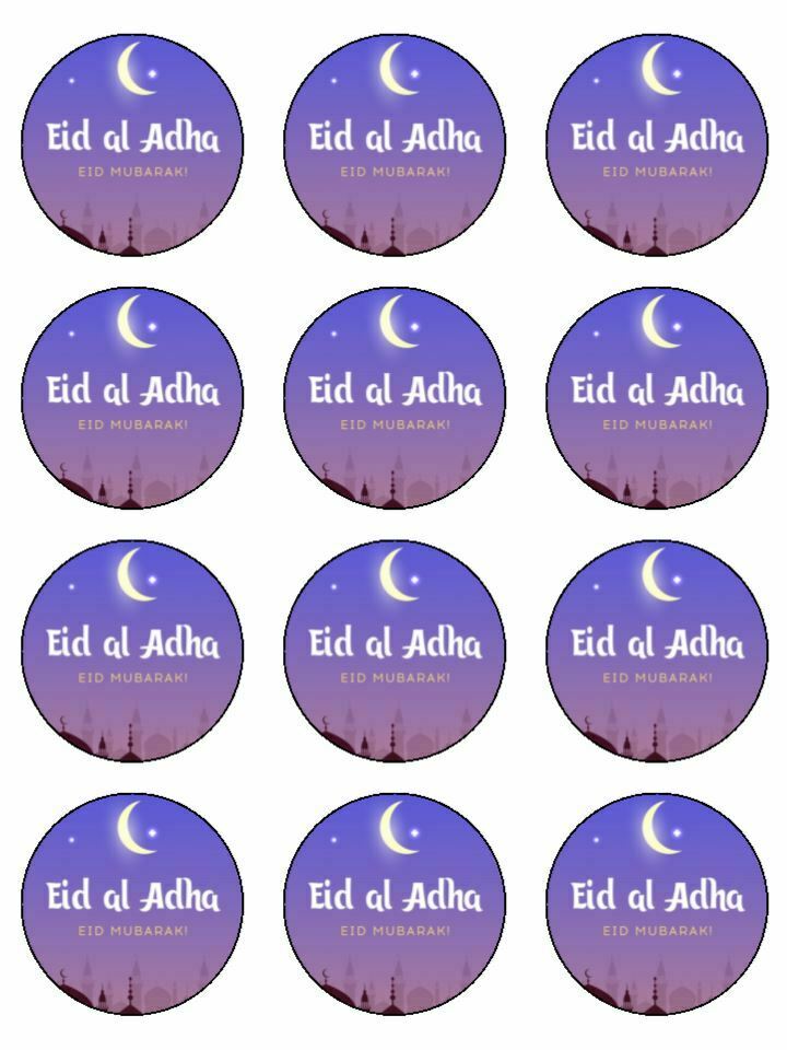 Eid-al-Adha festival Edible Printed CupCake Toppers Icing Sheet of 12 Toppers - The Cooks Cupboard Ltd