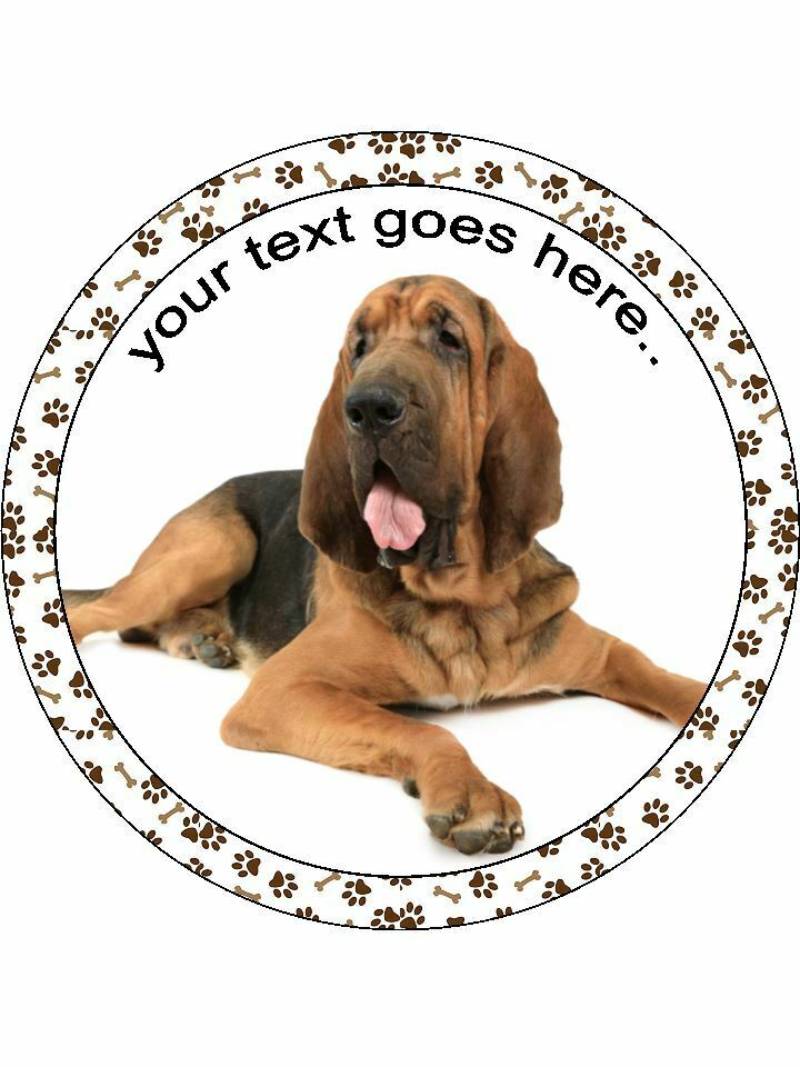 Bloodhound dog Personalised Edible Cake Topper Round Icing Sheet - The Cooks Cupboard Ltd