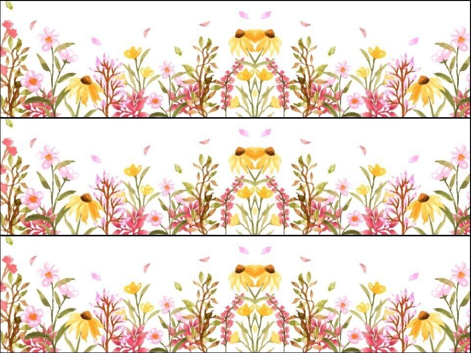 Wild Flower Meadow Floral pretty Ribbon Border Edible Printed Icing Sheet Cake Topper
