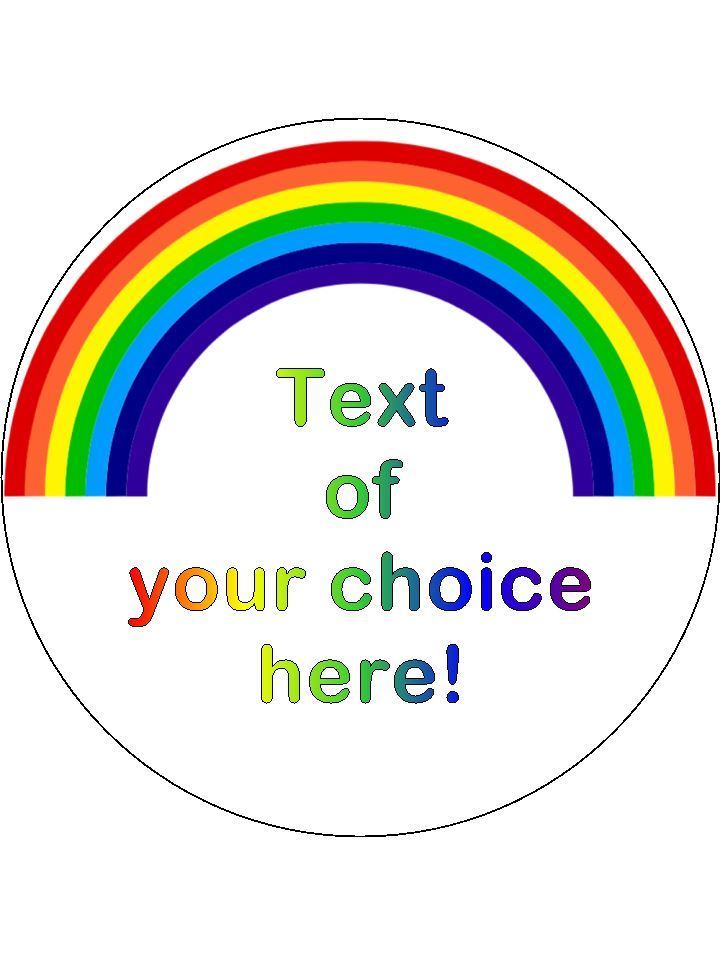 Rainbow Colourful Colours Personalised Edible Cake Topper Round Icing Sheet - The Cooks Cupboard Ltd